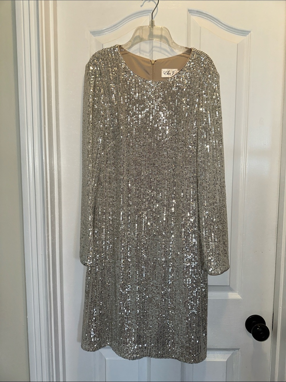 Eliza J Champagne Sequin Evening Dress
